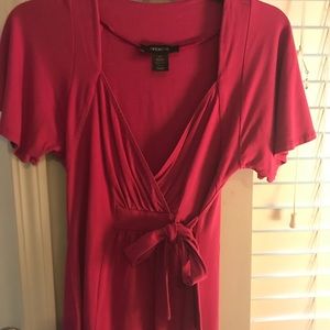 Pink V-Neck Blouse with Tie- Arden B
